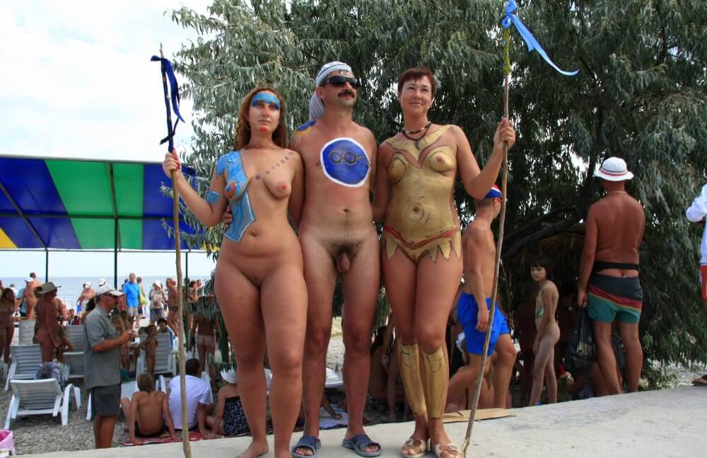 Three Painted Girl Poses pics - Nudism and naturism are a path to self-acceptance