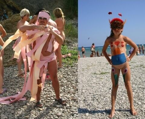 Natural Mud Camouflaging pics - Nudism fosters trust and mutual understanding